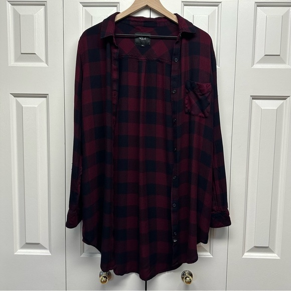 Rails Bianca Rosewood Navy Checkered Button Down Shirt Dress Size Medium - Picture 2 of 10